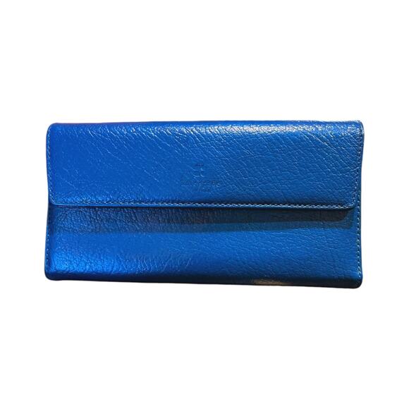 VINTAGE KATE SPADE Refurbished Leather Wallet Multi Comparment Snap Closure Blue - Picture 7 of 7